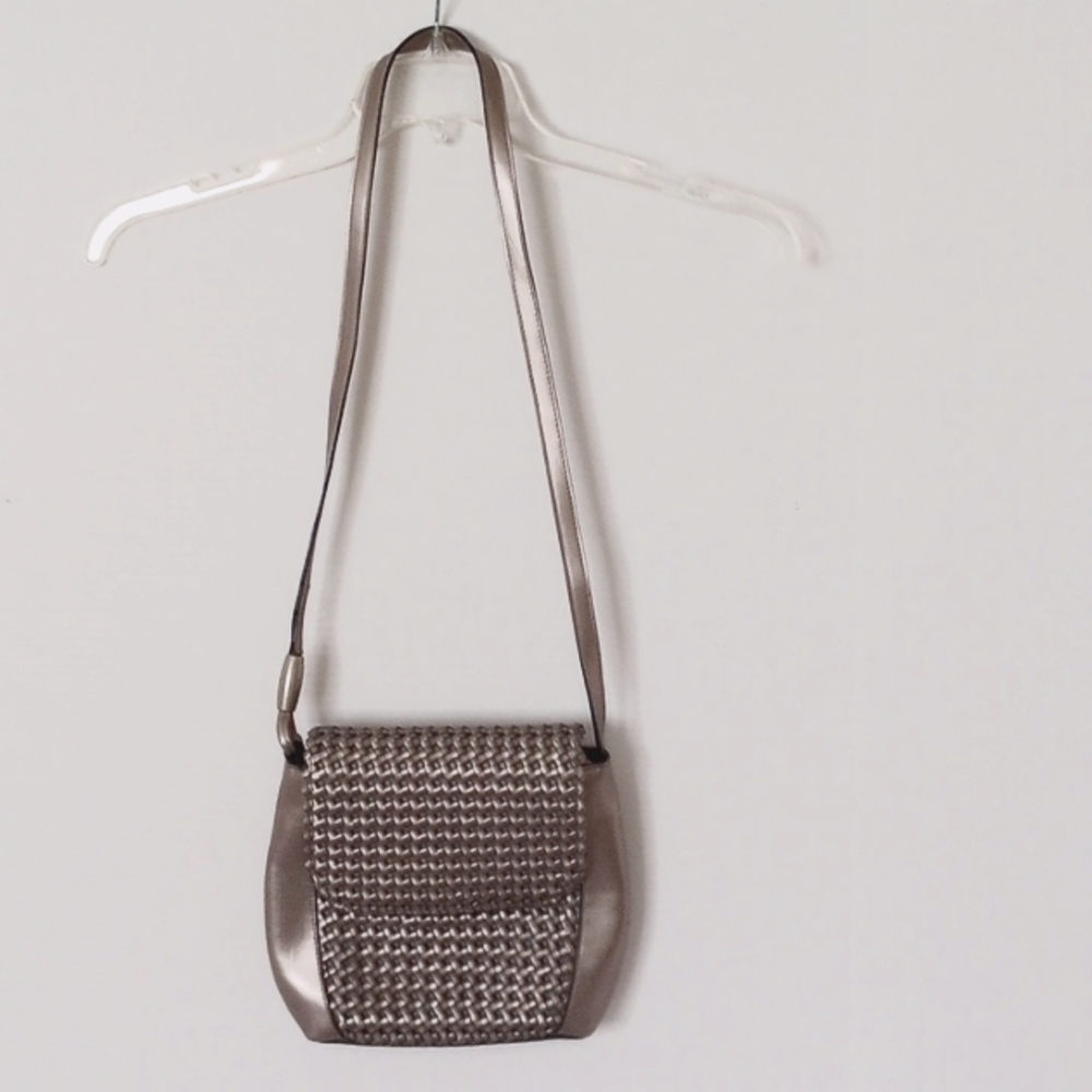 Liz Claiborne Metallic Platinum Woven Shoulder/Crossbody Purse